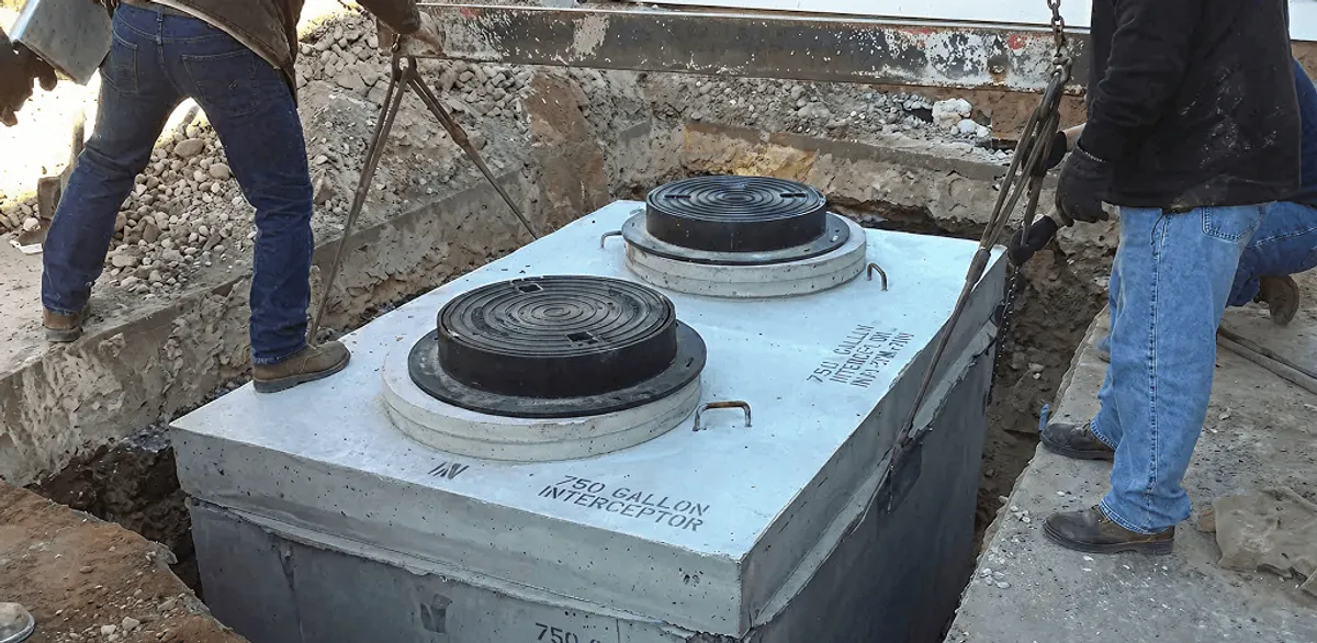 Grease trap installation for a commercial property drainage system in Shreveport, LA