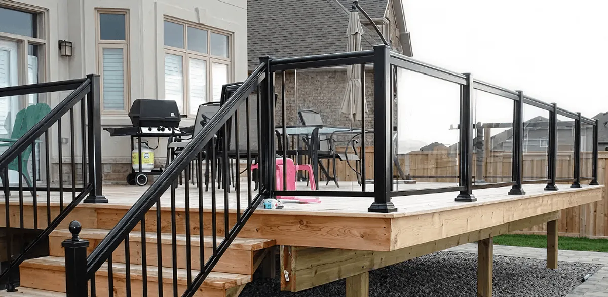 Handrail installation on a deck staircase for safety and code compliance in Shreveport, LA